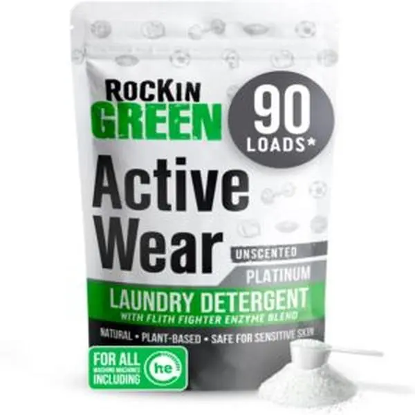 Concentrated Plant-Based Unscented Laundry Detergent Powder - Vegan, Biodegradable, Odor Fighter, Clean, Safe for All Skin Types, Fits Activewear, 45oz, 90 Loads, Activewear90LoadsPowderFre, Fits Active Wear