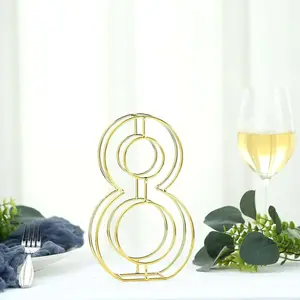 Gold Freestanding 3D Decorative Metal Wire "8" Numbers, Wedding Table Numbers 8" Tall