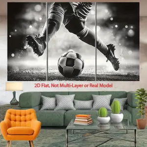 1pc Modern Black and White Soccer Backdrop, Wall Hanging Backdrop, Indoor Backdrops - Dynamic Action Shot with Soccer Ball, Minimalist Sports Decor for Birthday Parties, Home Decoration - Easy-to-Hang Banner Tapestry - Lightweight, Soccer Party