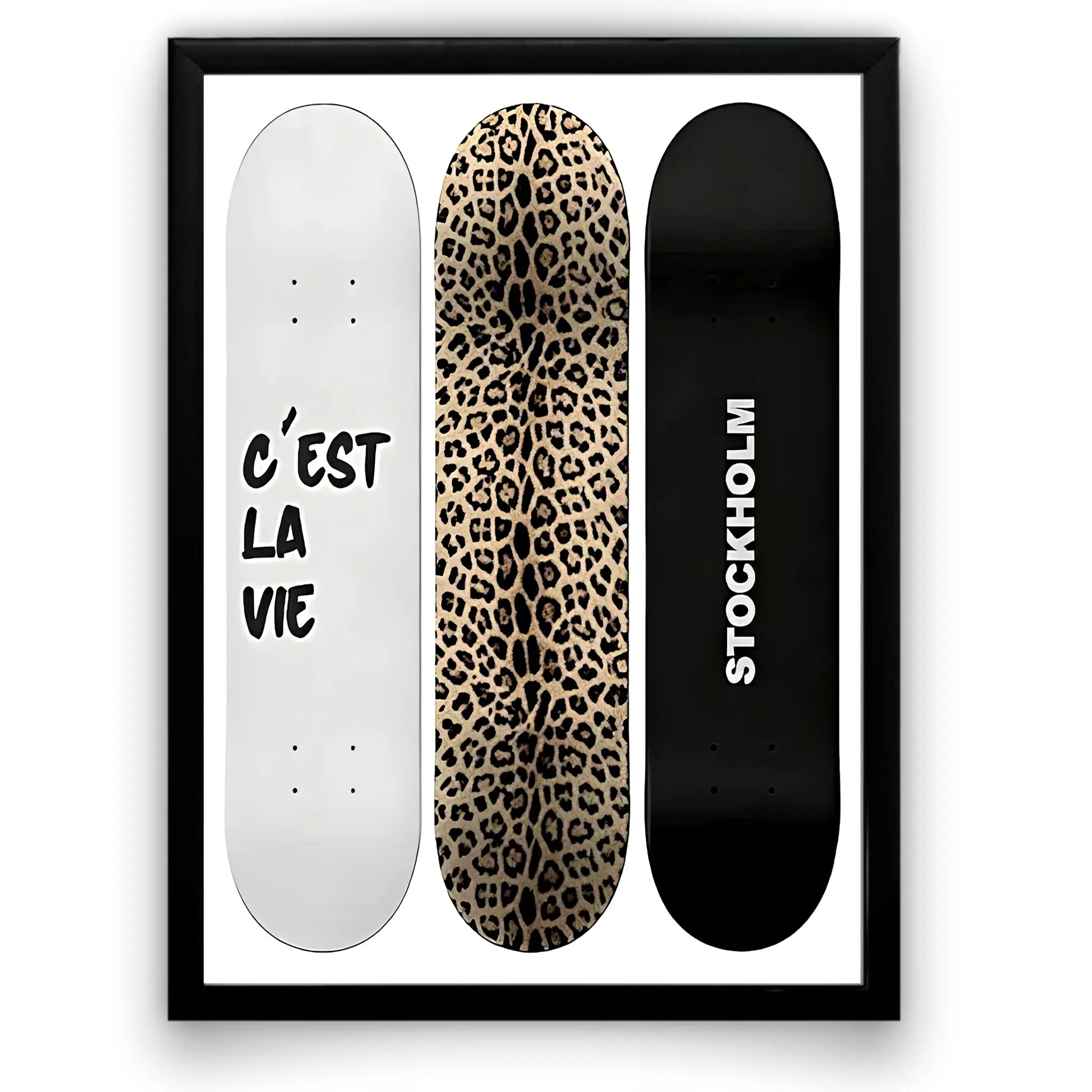 05 Black and White Wall Art Print Set, Fashion Gallery Leopard Stockholm Poster, Modern Room Decor