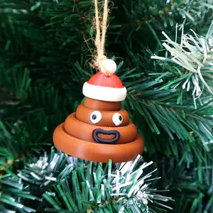 Christmas  Poop Ornaments with Santa Hat, Meme Tiny Toys, Christmas Tree Decoration, Prank Christmas Hanging Ornament- 4 small Poos and 4 tiny Santa Hat-wearing Poos,Great for Christmas Novelty Gifts