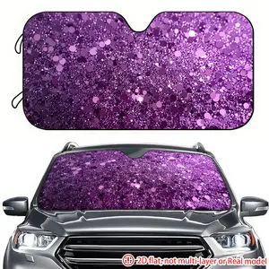 1pc purple glitter background image 2D high-definition printing of car sunshade, car sunshade effectively blocks sunlight, suitable for RVs SUV、 General Motors windshield decoration