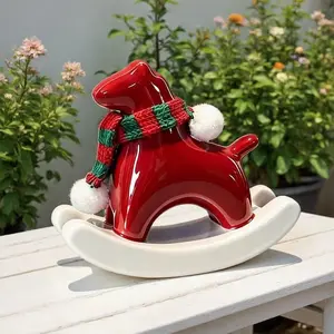 Ceramic Horse Figurine Lucky Success Ornament New Year Mascot Decor Home Office Desk Tabletop Decoration Zodiac Horse Souvenir Fine Craft Art Decorative Gift For Festival Birthday Holiday Present