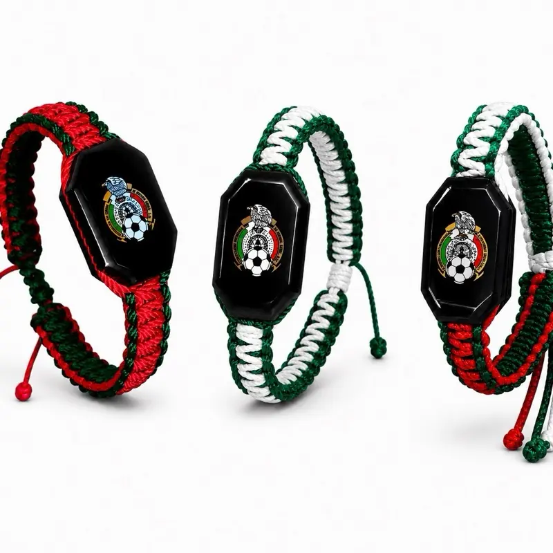 Unisex White and Green Double-Sided Mexico Flag Bracelet, Trendy Jewelry, Fashionable Bracelet Style, His and Hers Matching Jewelry Accessory