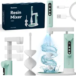 Resiners Resin Mixer, Epoxy Mixer with Electric Stand & Silicone Paddles & Lighting, Hands Free, LED Screen, Minimum Bubbles, Easy Clean, Epoxy Resin Mixer Tool for Molds Casting,Silicone,Paint Mixing
