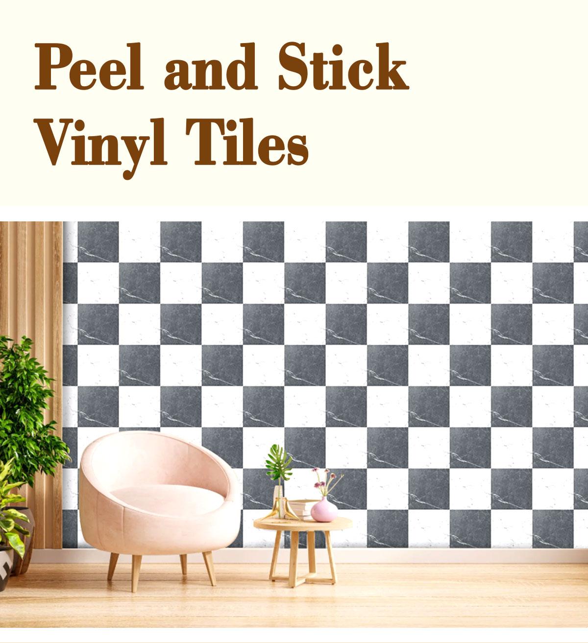 Art3d 12"x12" 30-Pack Peel and Stick Vinyl Tiles, Waterproof Self-Adhesive Checkerboard Tiles, Victorian tile floors, Black & White Marble Pattern