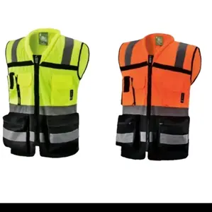 High Visibility Yellow or Orange Reflective Safety Vest with Back Mesh Fabric tone