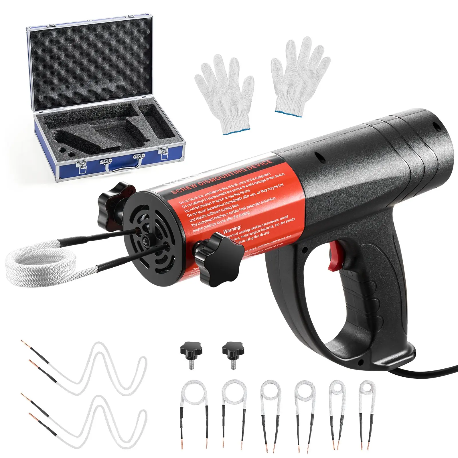 VEVOR Portable Induction Bolt Extractor Tool Kit, 1500W 110V Magnetic Induction Heater, Handheld Nut Buster with 8 Coils, Boxed Set for Car Garage Repair