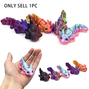 Jointed Axolotl 3D Printed Display Piece, Articulating Animal Figurines, Unique Aquatic Home Decor, Perfect Gift for Collectors and Creators, Eye-Catching Design