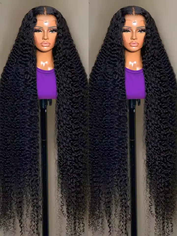 Bling Hair 13x6 Deep Curly Human Hair Wigs 13x4 Transparent Lace Frontal Wig Deep Wave Lace Front Wig For Women PrePlucked Wigs 180% Density