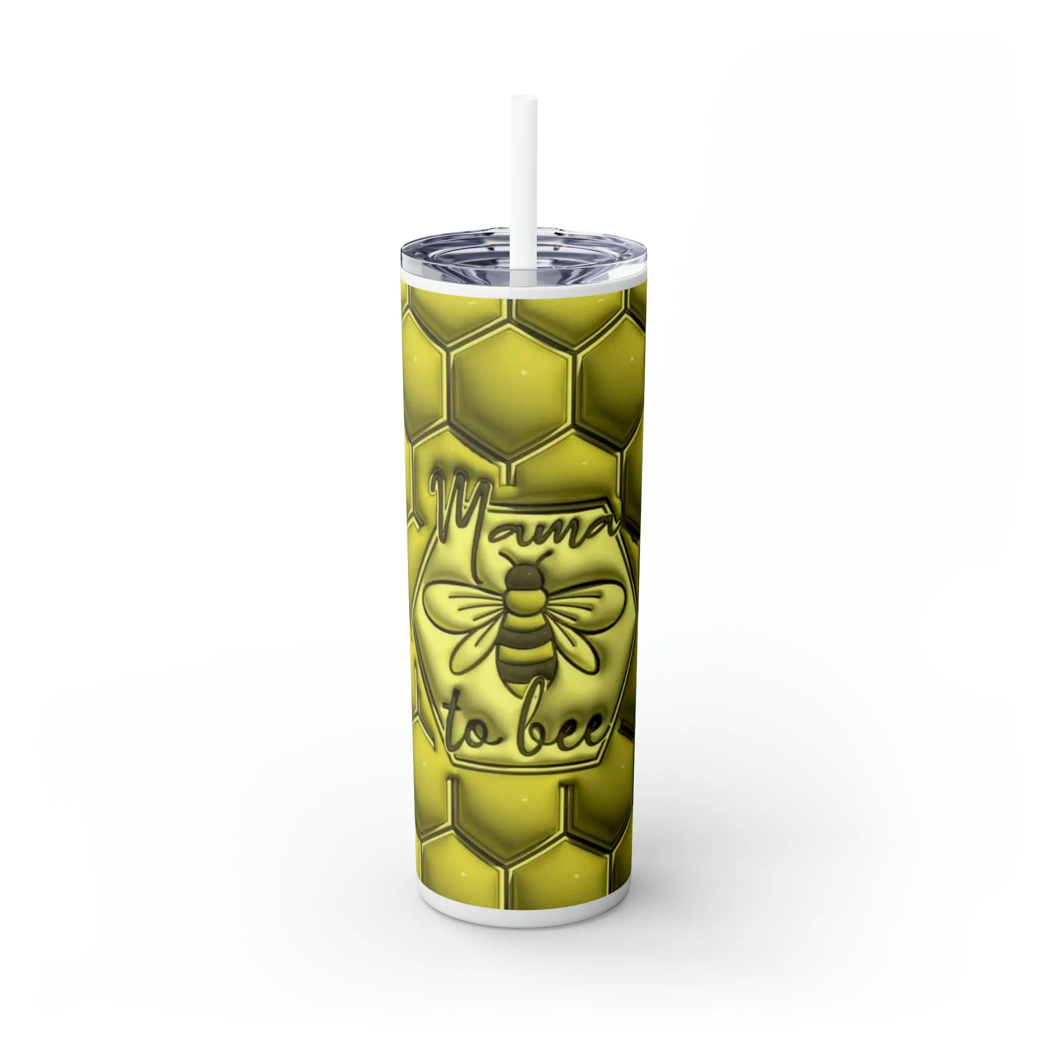 Mama To Bee Skinny Tumbler with Straw, 20oz