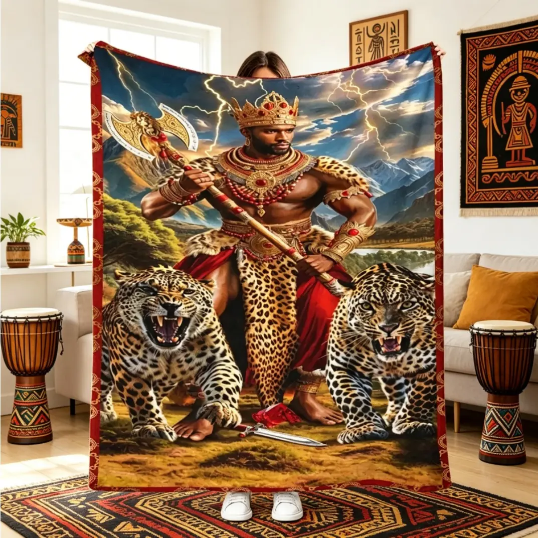 Lion Leopard Pattern Flannel Blanket, Soft Comfortable Warm Nap Throw for Adults Kids, Home Office Travel Outdoor Camping Gift