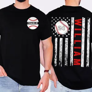 Baseball Dad Personalized TShirt – Custom Name & Number, Double-Sided Team Gift For Father