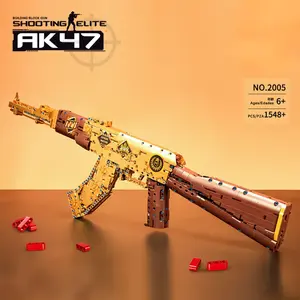 35in Building Block Gun Set  1,548 pieces. STEM DIY building block gun model toy, tactical cooperative toy, suitable for team outdoor activity enthusiasts, recommended for ages 12 and up, an excellent gift choice for Halloween and Christmas.Jurassic theme