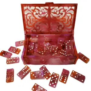 Resin Domino Set with Case - Customizable Design, Includes 24 Pieces for Games and Crafts, Ideal for Gifts