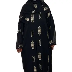 Single Shafon Open Abaya with Unique Design and Features