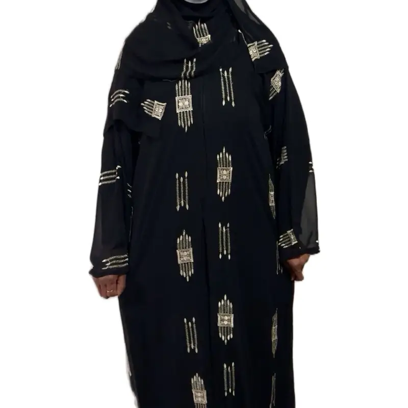 Single Shafon Open Abaya with Unique Design and Features