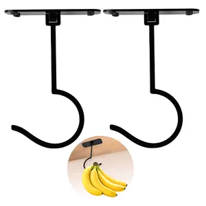 Banana Hook Hanger Holder Under-Cabinet - Adhesive Banana Hook,Kitchen Hook, Keep Bananas Fresh Home Essentials, Halloween Christmas Organiser Plastic home storage