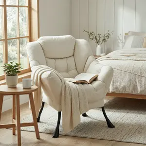 Arlopu Mother's Day Gift Lazy Chair, Modern Comfy Lounge Accent Chair, Large Sofa Armchair with a Side Pocket, Leisure Reading Chair for Bedroom, Living Room, Dorm