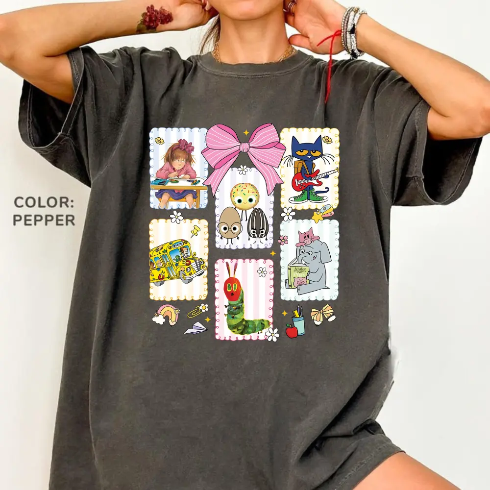 Comfort Colors Children Books Characters Back To School Coquette T Shirt, I Still Read Children's Books TShirt, Teacher Library Book Club Kindergarten School Graphic Tee T-Shirt Gift