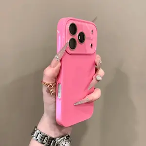 Luxury AG Glossy Glass Large Window Phone Case for iPhone 17 Pro MAX 11 12 13 14 15 16 Pro MAX Full-Coverage Camera Back Cover