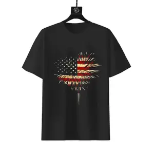 Women's Patriotic American Flag Print T-Shirt - Casual Crew Neck Short Sleeve, Machine Washable, Dark Color with Vibrant Stars & Stripes Design, All-Season Comfort for 4th of July, Memorial Day & Casual Attire, Ame