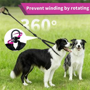 【Furlyn】Dual Dog Leash - 360° Swivel No Tangle Walking Leash with Shock Absorbing Bungee for Two Dogs Large 25-150 lbs duoleash tangle free leash bungeeleash easy harness cuban link collar car interior accessory restraint adjustable safety