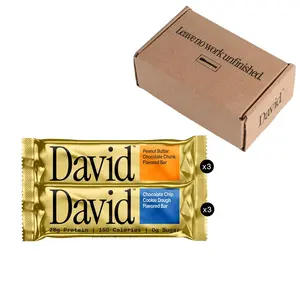 David High Protein Bars - 0g of Sugar, Low Carb, Gluten Free - 28g of Protein, 150 Calories - Variety 6 Pack (3x Peanut Butter Chocolate Chunk, 3x Chocolate Chip Cookie Dough