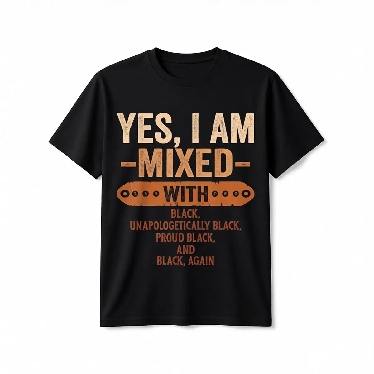 Unisex Streetwear Melanin Tee, Loose-Fit Round Neck Cotton Shirt with Geometric Print for Black History Month