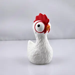 Funny Farmhouse Kitchen Decor & Office Desk Accessory – 3D Printed White Rooster Statue for Tiered Trays & Shelves – Cute Novelty Barnyard Gift