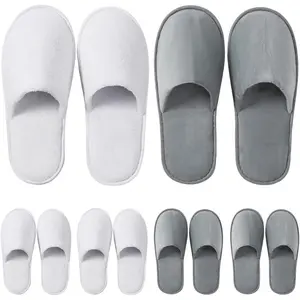 6 Pairs Disposable Slippers for Guest, Non Slip Spa Slides Washable Reusable House Shoes Hotel Indoor Slippers for Women Men, Home,Travel