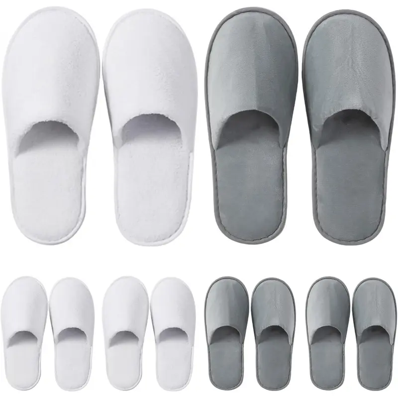 6 Pairs Disposable Slippers for Guest, Non Slip Spa Slides Washable Reusable House Shoes Hotel Indoor Slippers for Women Men, Home,Travel