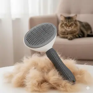 One-Click Self-Cleaning Stainless Steel Pet Grooming Brush for Dogs & Cats - Detangles Undercoat, Reduces Shedding & Static, Non-Slip Handle, Travel-Friendly, Perfect for Home & Outdoors