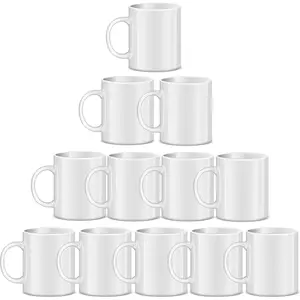 Sublimation Mugs Blank, 11oz Sublimation Coffee mugs, White Coated Ceramic Cup, Mug Sets - Set of 12