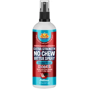 Extra Strength No Chew Bitter Spray for Dogs and Puppies - Deters Chewing and Biting, Calms and Relieves Hot Spots - Cruelty-Free and Safe for Various Surfaces - Made in the USA by Bodhi Dog