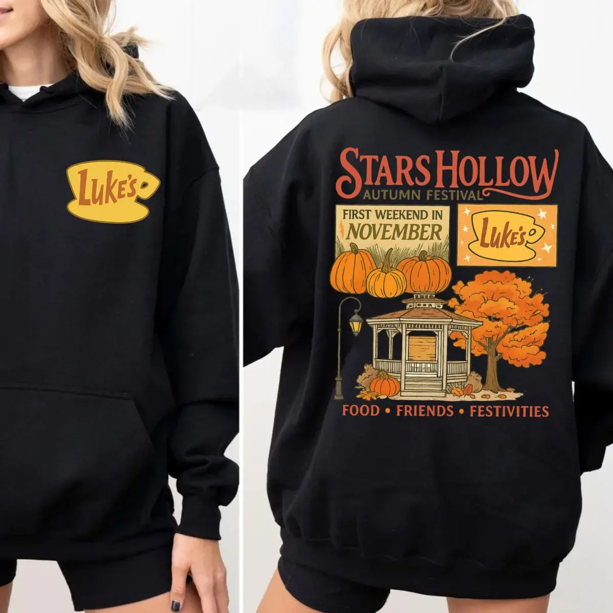 Stars Hollow Two Sided Shirt, Fall Festival Sweatshirt, Cute Autumn Hoodie, Luke’S Diner Coffee Tee, Gilmore Girls Gift, Unisex Sweater Pullover Tee