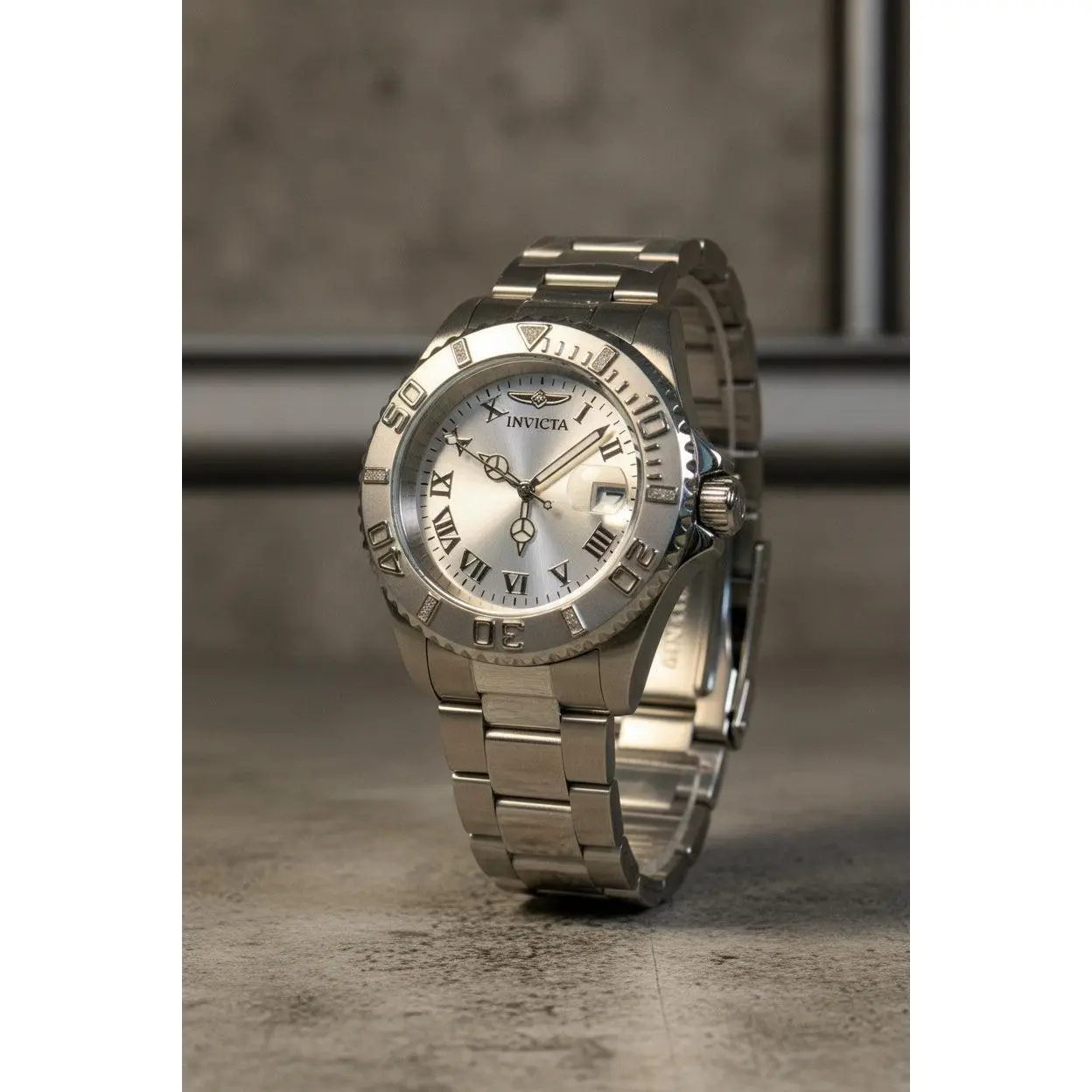Invicta Pro Diver 12819 Swiss Ronda 515 40mm.06ctw Diamond Silver Watch New Box, Stainless Steel, Roman Numerals, Dive Utility