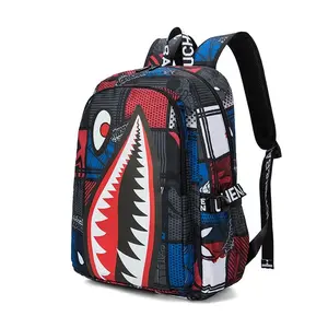 Spider-Man X Shark Mouth Backpack, Trendy Comic Style Student Bag, Large Capacity Casual Travel Backpack, All Seasons Use