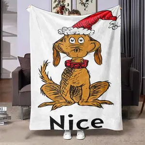 Christmas Dog Theme Flannel Blanket, Monster High-Definition Print, Anime Blanket, Warm Office Nap Blanket, Sofa Blanket, All Seasons Use