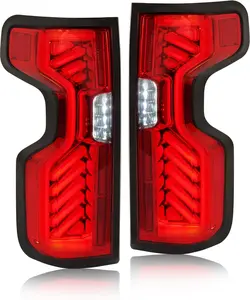 HECASA Full LED Tail Lights Compatible with 2019-2023 Chevy Chevrolet Silverado 1500 2500HD 3500HD Pair Rear Brake Lamp DRL L&R Red Lens Chrome Housing Replacement for GM2800311 GM2801311