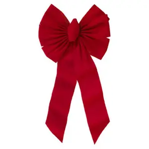 212 MAIN Red 7-Loop Velvet Holiday Trim 7355 Decorative Bow, Indoor/Outdoor Use, Seven Loops