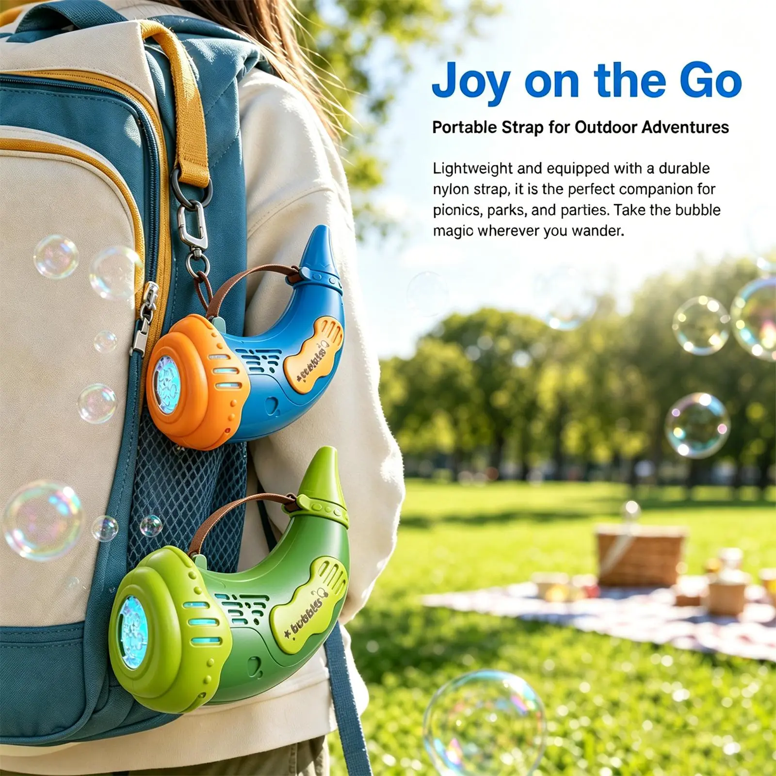 Kids Bubble Horn Machine Manual Blow Bubble Toy Portable Handheld Bubble Blower for Toddlers Boys Girls Outdoor Backyard Party Summer Play Toy Gift