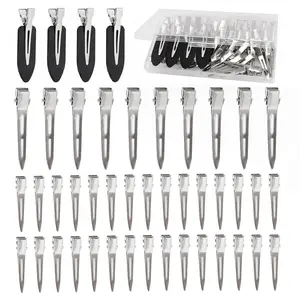 44PCS Metal Hair Clips Duckbill Styling Clips Salon Hair Pins Silver Black