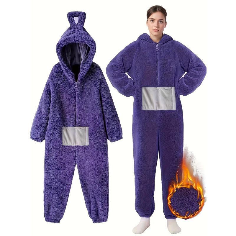 Women's Elegant Coral Fleece Robe - Thickened All-Season V-Neck Off-Shoulder Onesie Pajamas, Soft and Warm Winter Pajamas, Comfortable Loungewear, Christmas Outfit (Red) - Easy Care, Machine Washable, Casual Loungewear Nightwear Womenswear