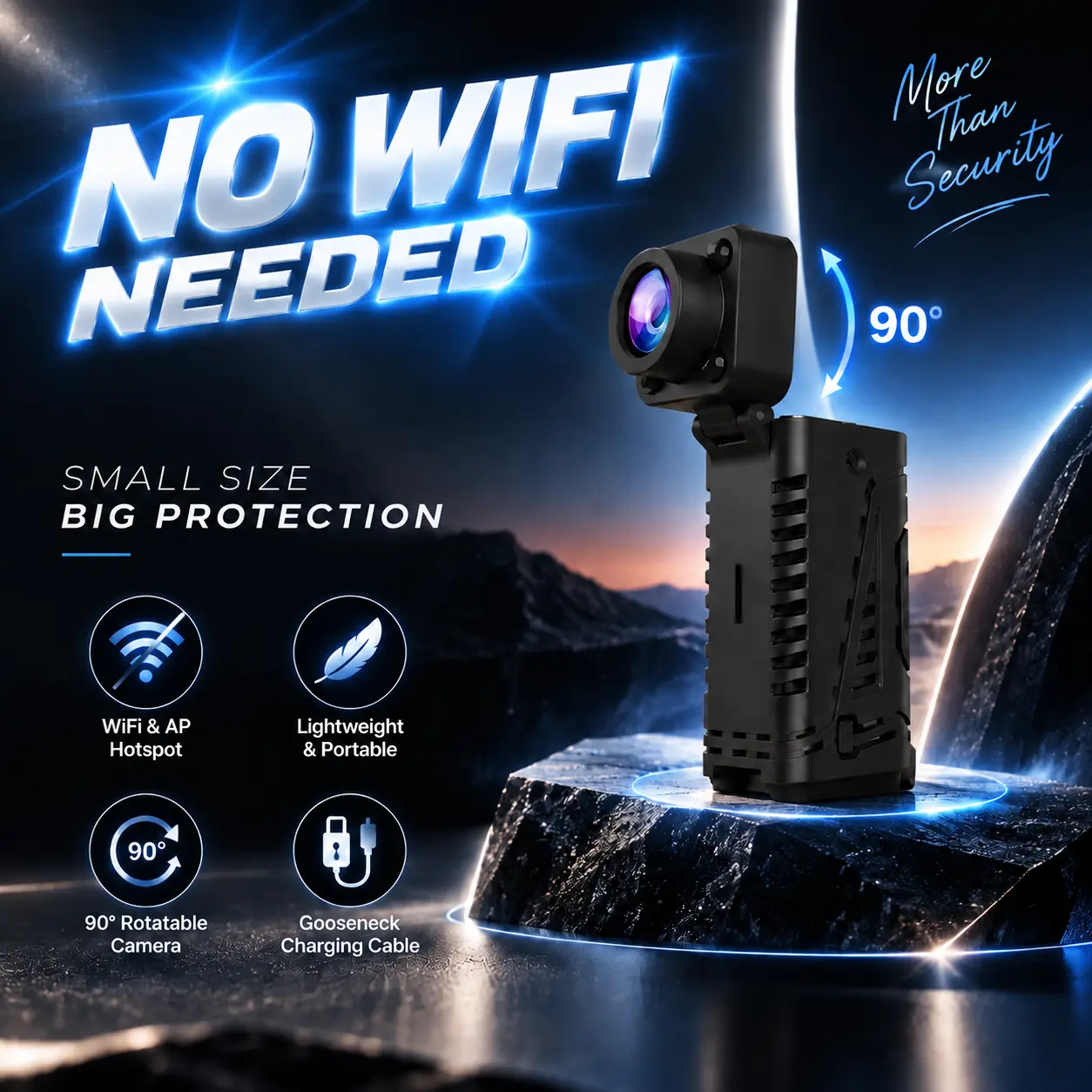 YINGWEICAM 1PCS 1920P Premium Mini Camera with Flexible Gooseneck Cable, 90° Adjustable Lens, Built-in AP Hotspot, WiFi Remote Monitoring, Compact Portable Indoor Security Camera with Night Vision & Motion Detection