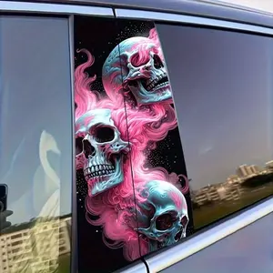 Skull Pattern Car Sticker, Durable B-pillar Protective Sticker, Fashionable Skull Design Car Decal, Universal Car Exterior Accessories, Halloween, Sticker For Cars