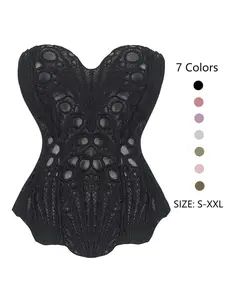 European and American Style Wearable Women Underwear Body Shaper with Irregular Lace Design, Double-Layered Fitted Corset, Print Shapewear for Elegant
