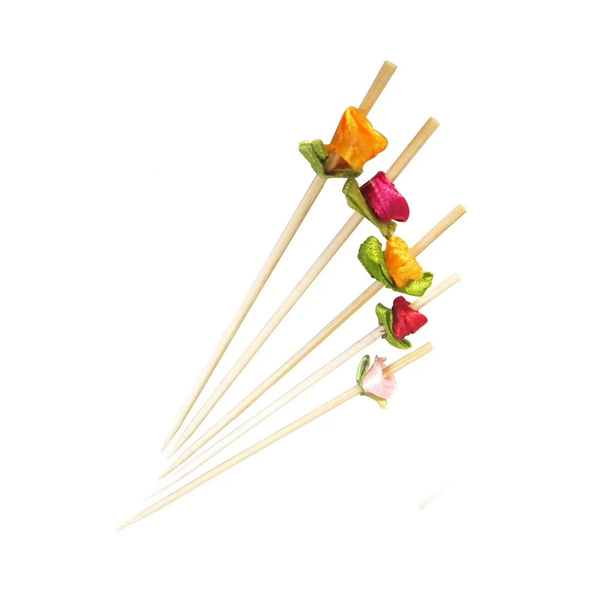 Packnwood 210BBFLEUR1 Bamboo Skewers, 4.7 in., Assorted, for Outdoor BBQ (Kitchenware Barbecue Utensils)