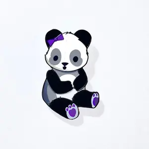Asexual Panda Subtle Pride Plushies Pin - 1.5 Inch Enamel Pin with Purple Bow & Black Rubber Backing - Cuddly Cute Buddy for Ace Pride Expressions