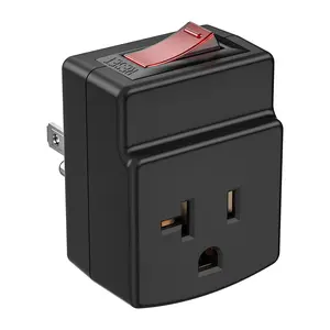CRST NEMA 5-15P to 5-20R 15-20A Adapter Plug, Compact with Built-In 15A Circuit Breaker, ETL Listed (UL 498A / CSA C22.2#42)